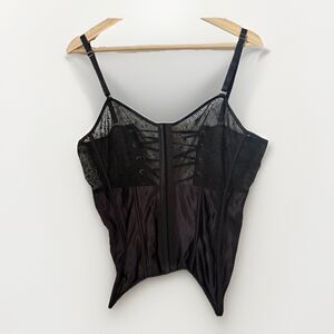 Acelandy Y2K Sheer Floral Lace Mesh Black Gothic Witchy Corset Size 2XL/3XL